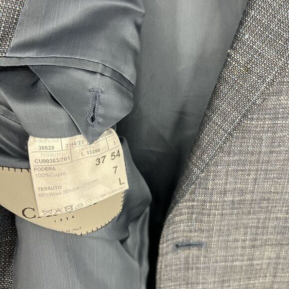 Canali Jacket Size 44L Mens Blue Wool Silk Linen 13290 Two Button Blazer Italy - Picture 6 of 13
